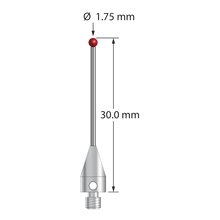TM3-1730-TX M3 stylus with 1.75mm ruby ball, carbide stem, and titanium base, 30mm long by Q-Mark Manufacturing, Inc.