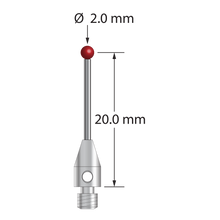 TM3-2021-7 M3 stylus with 2.0mm ruby ball, carbide stem, and stainless steel base, 20mm long by Q-Mark Manufacturing, Inc.
