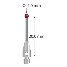 TM3-2021-8 M3 stylus with 2.0mm ruby ball, carbide stem, and stainless steel base, 20.0mm long by Q-Mark Manufacturing, Inc.
