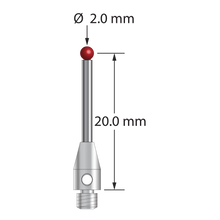 TM3-2021-DS1.5 M3 stylus with 2.0mm ruby ball, carbide stem, and stainless steel base by Q-Mark Manufacturing, Inc.
