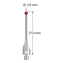 TM3-2027-DS1-TX M3 2.0mm ruby ball stylus with carbide stem and titanium base, 27.0mm long by Q-Mark Manufacturing, Inc.