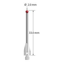 TM3-2033-TX M3 stylus with 2.0mm ruby ball, carbide stem, and titanium base, 35mm long by Q-Mark Manufacturing, Inc.