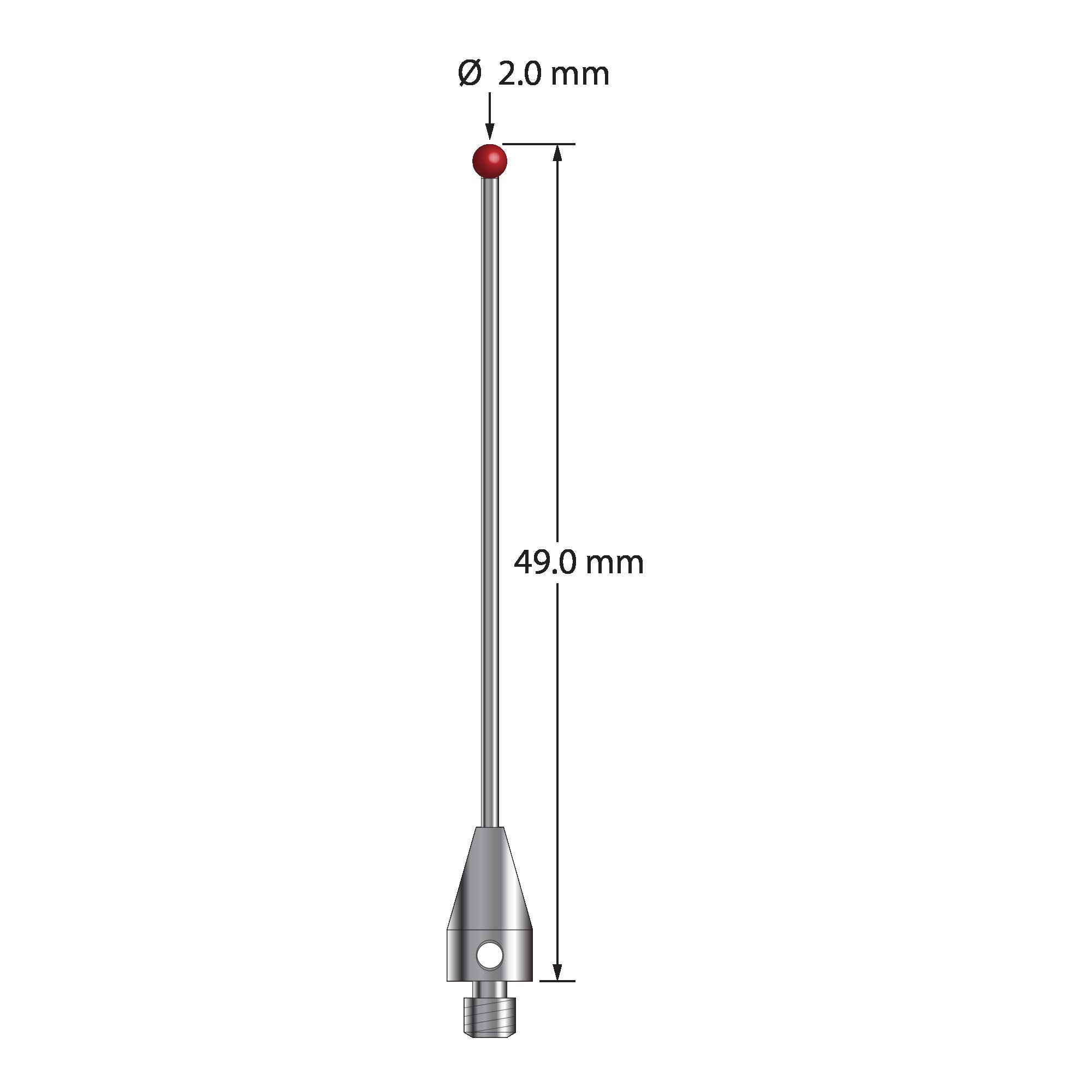 TM3-2049-DS1-TX M3 ruby ball stylus with carbide stem and titanium base, 40mm long by Q-Mark Manufacturing, Inc.