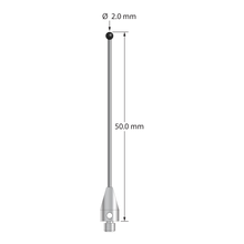 TM3-2050-DS1-TX-SN M3 2.0mm silicon nitride stylus with carbide stem and titanium base, 50mm long.