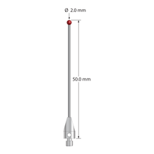TM3-2050-DS1-TX M3 stylus with 2.0mm ruby ball, carbide stem, and titanium base, 50mm long by Q-Mark Manufacturing, Inc.