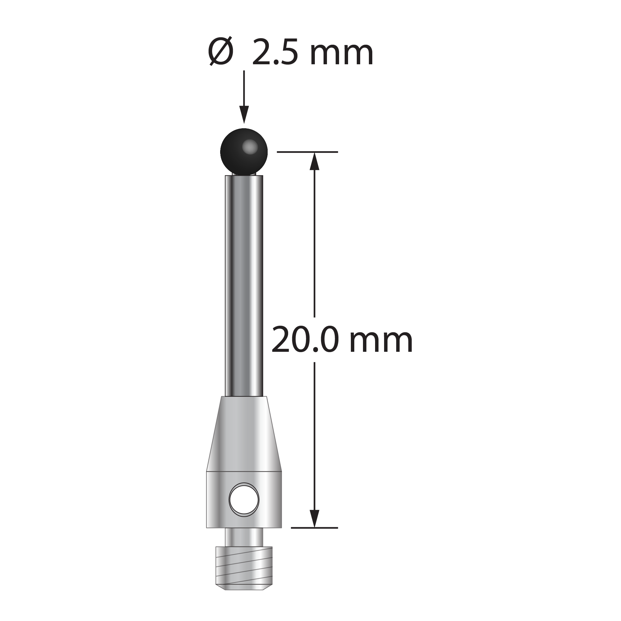 TM3-2521.25-DS2-SN M3 stylus with 2.5mm silicon nitride ball by Q-Mark Manufacturing, Inc.