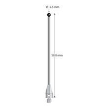 TM3-2558-TX-SN M3 stylus with 2.5mm silicon nitride ball, carbide stem, titanium base, 58mm long.