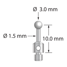 TM3-3010-S-Z M3 stylus with 3.0mm zirconia ball, stainless steel stem, 10.0mm length by Q-Mark Manufacturing, Inc.