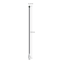 M3 XXT stylus with 3.0 mm diameter silicon nitride ball, 2.0 mm diameter carbon fiber stem, and 5.0 mm diameter x 9.0 mm long titanium base. Overall stylus length is 100.0 mm. Stylus weight is 0.92 gram. Compare to Zeiss 626103-0301-100.