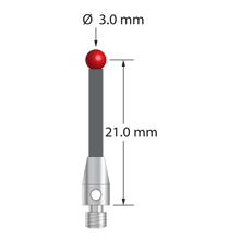 TM3-3022.5-G M3 stylus with 3.0mm ruby ball, carbon fiber stem, and stainless steel base by Q-Mark Manufacturing, Inc.