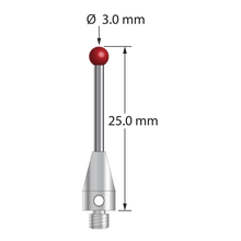 TM3-3025-TX-DS1.5 M3 ruby ball stylus with carbide shaft and titanium base, 25mm long.
