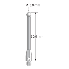 TM3-3030-Z M3 stylus with 3.0mm zirconia ball, carbide stem, and stainless steel base, 30.0mm long by Q-Mark Manufacturing, Inc.