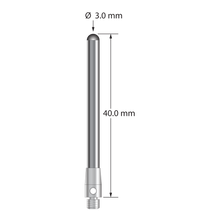 TM3-3040-BC M3 cylinder stylus with 3.0mm carbide cylinder and stainless steel base, 40.0mm long.