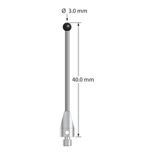 TM3-3040-DS1.5-TX-SN M3 stylus with 3.0mm silicon nitride ball, carbide stem, titanium base, 40mm long by Q-Mark Manufacturing, Inc.