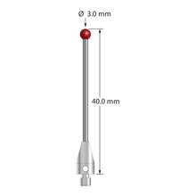 TM3-3040-DS1.5-TX M3 stylus with 3.0mm ruby ball, carbide stem, titanium base, 40.0mm long by Q-Mark Manufacturing, Inc.