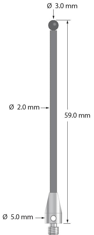 TM3-3059-TX-SN M3 stylus with 3.0mm silicon nitride ball, carbon fiber stem, and titanium base by Q-Mark Manufacturing, Inc.