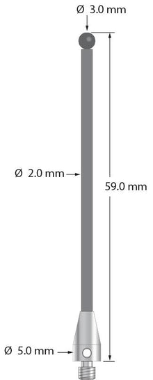 TM3-3059-TX-SN M3 stylus with 3.0mm silicon nitride ball, carbon fiber stem, and titanium base by Q-Mark Manufacturing, Inc.