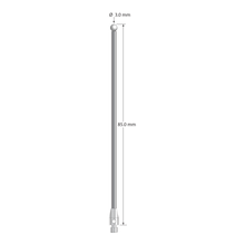 M3 stylus with 3.0 mm diameter zirconia ball, 2.0 mm diameter carbide shaft, and 4.0 mm diameter x 7.0 mm long stainless steel base. Overall stylus length is 85.0 mm. Stylus weight is 4.12 grams.
