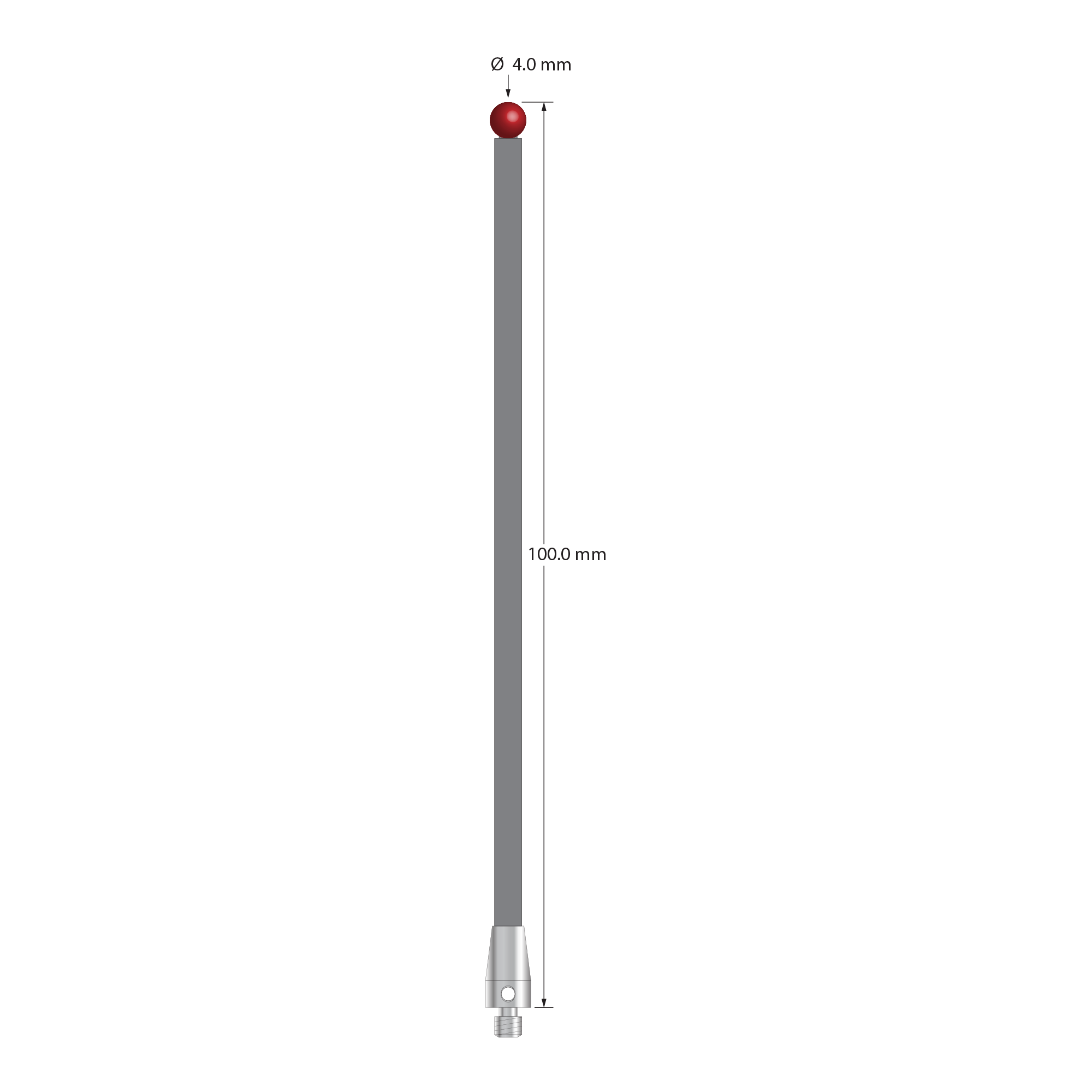 TM3-40100-TX M3 4.0mm ruby ball, carbon fiber stem, titanium base, 100mm long stylus by Q-Mark Manufacturing, Inc.