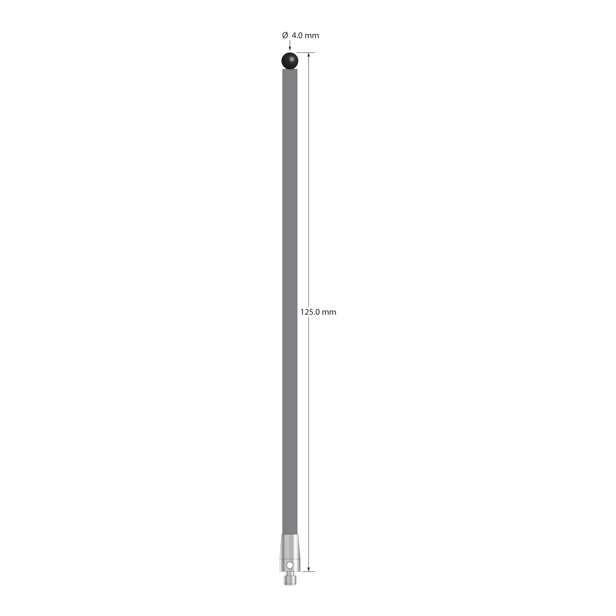 TM3-40125-TX-SN M3 stylus with ruby ball, carbon fiber stem, and titanium base, 125mm long by Q-Mark Manufacturing, Inc.