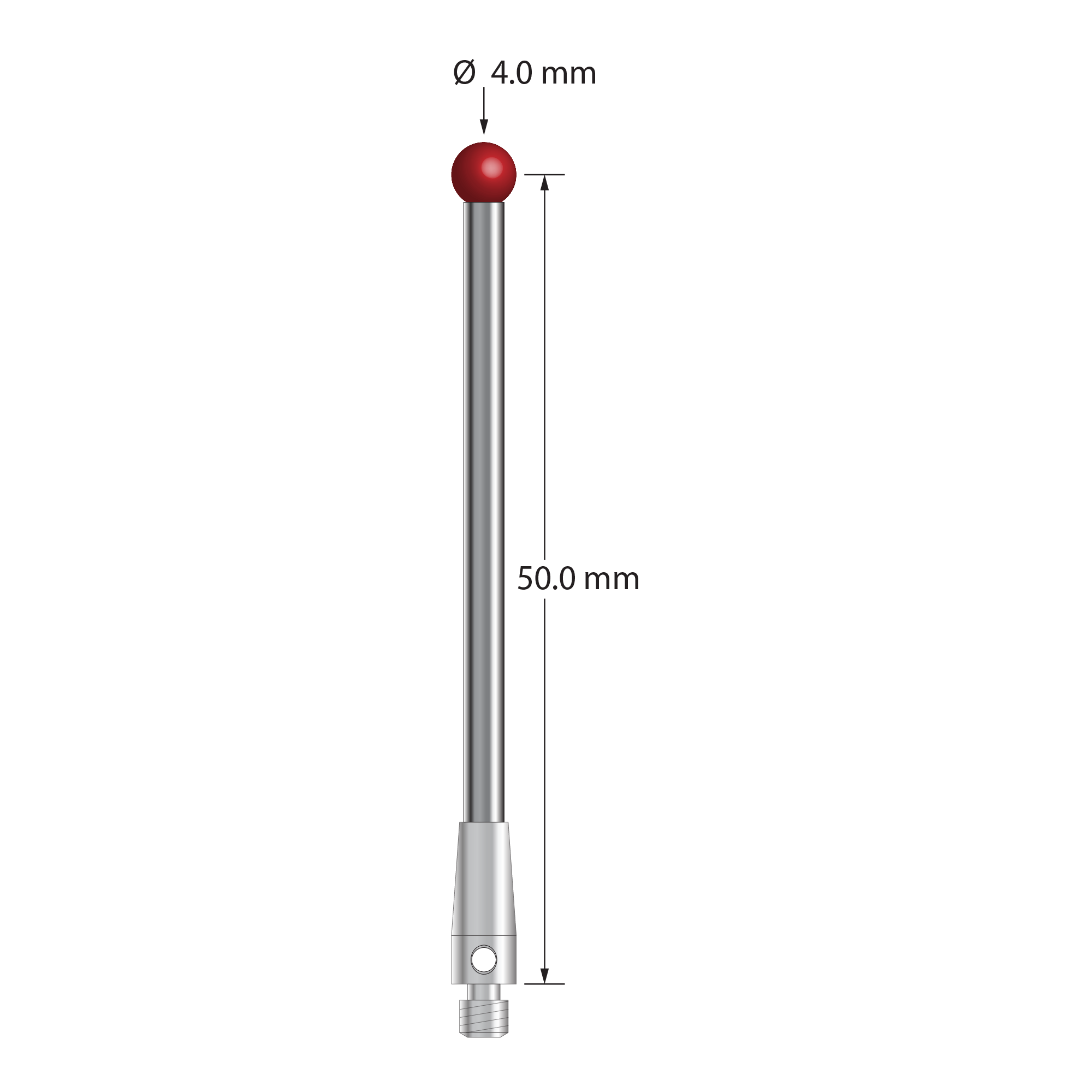 TM3-4052-BL M3 stylus with 4.0mm ruby ball, carbide stem, and stainless steel base, 50mm long by Q-Mark Manufacturing, Inc.