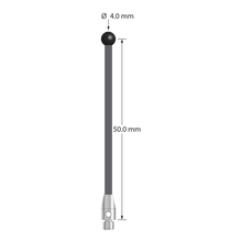 TM3-4052-G-SN M3 stylus with 4.0mm silicon nitride ball, carbon fiber stem, and stainless steel base.