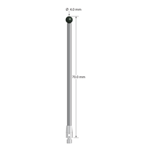 M3 stylus with 4.0 mm silicon nitride ball, 2.5 mm diameter carbide stem, and 4.0 mm diameter x 7.0 mm long stainless steel base. Overall stylus length is 70.0 mm. Stylus weight is 5.02 grams.