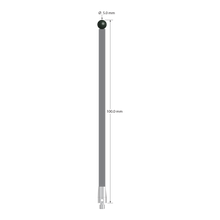 M3 stylus with 5.0 mm diameter silicon nitride ball, 3.5 mm diameter carbon fiber stem, and 5.0 mm diameter x 9.0 mm long titanium base. Overall stylus length is 100.0 mm. Stylus weight is 1.84 grams.
