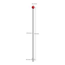 M3 Hexagon compatible stylus with 5.0 mm diameter ruby ball, 3.0 mm diameter stainless steel stem, and 5.0 mm diameter stainless steel base with 4.0 mm wrench flats for tightening. Stylus length to ball center is 100.0 mm. Compare to Hexagon M00-694-230-000.