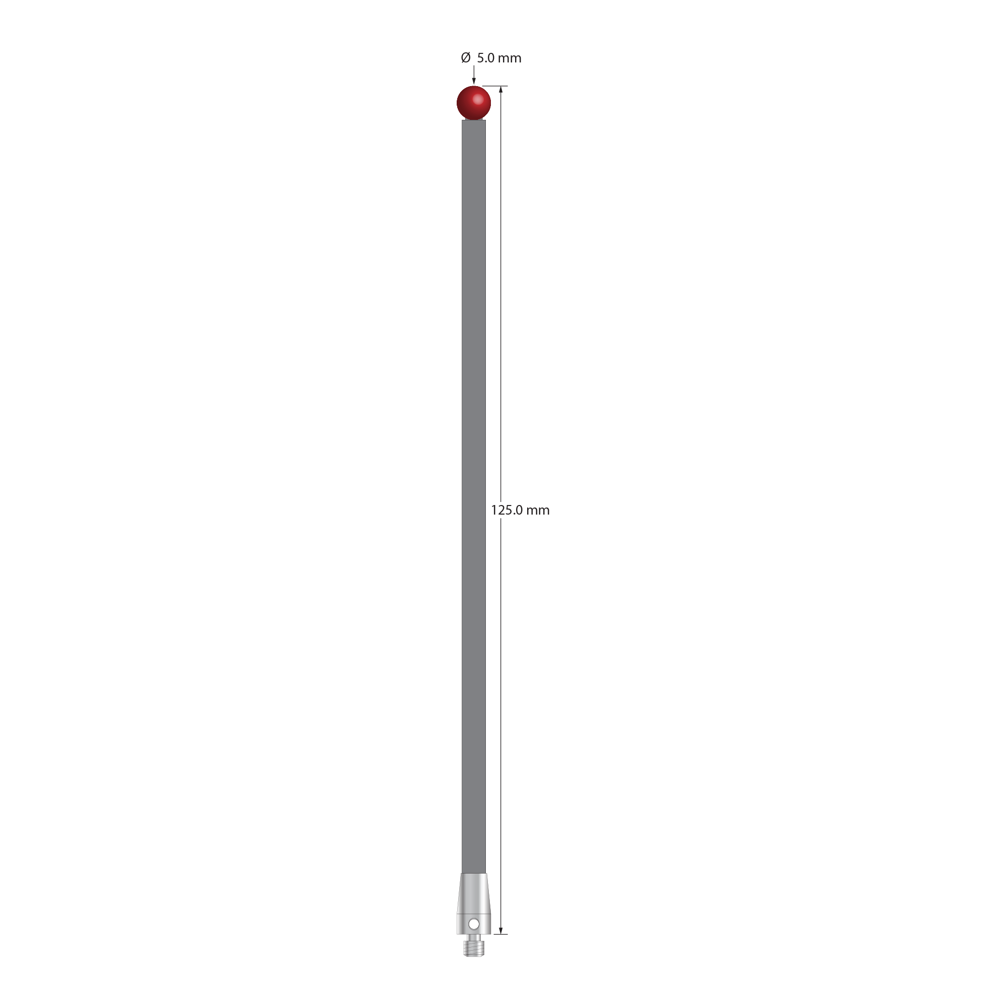 TM3-50150-TX M3 stylus with 5.0mm ruby ball, carbon fiber stem, titanium base, 150mm long by Q-Mark Manufacturing, Inc.