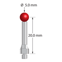 TM3-5022.5-H-S M3 ruby ball stylus, 5.0mm diameter, stainless steel stem and base, 20.0mm length by Q-Mark Manufacturing, Inc.