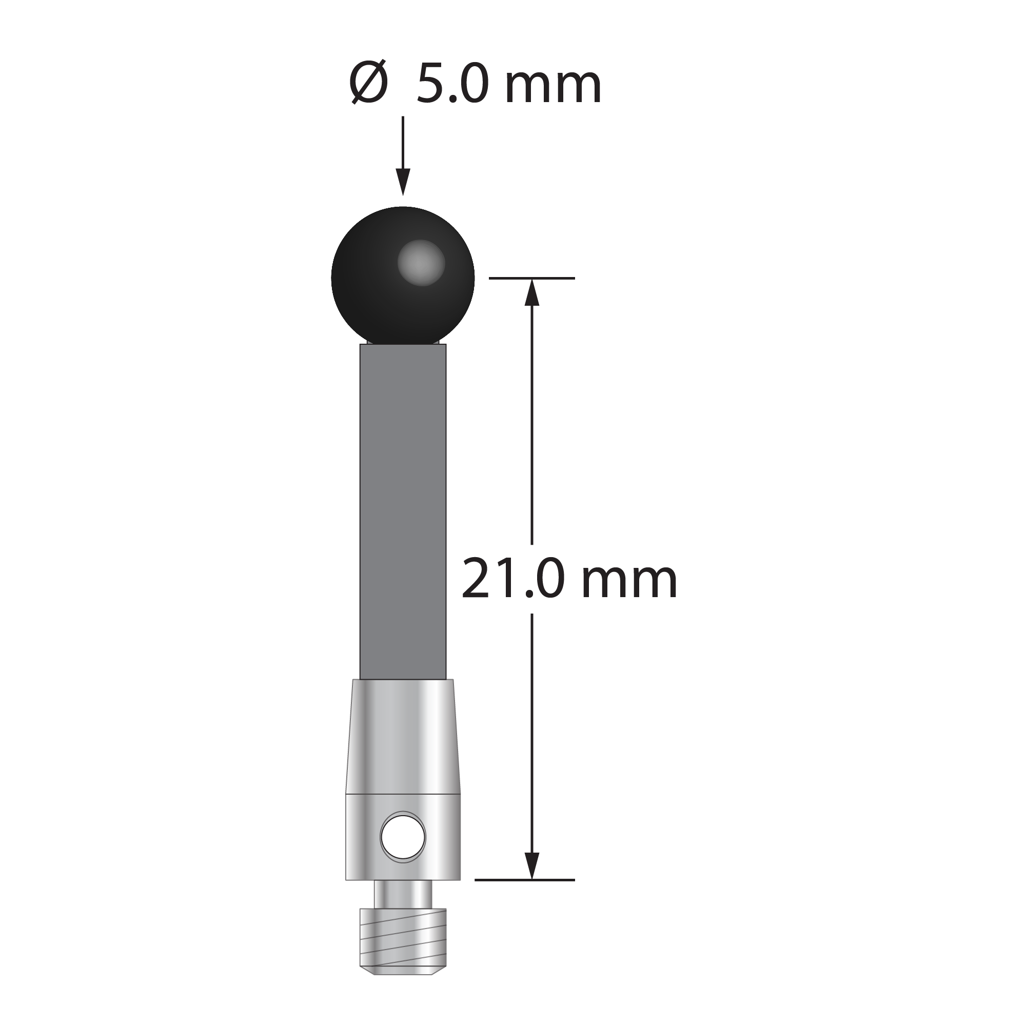 TM3-5023.5-G-SN M3 stylus with 5.0mm silicon nitride ball and carbon fiber stem by Q-Mark Manufacturing, Inc.