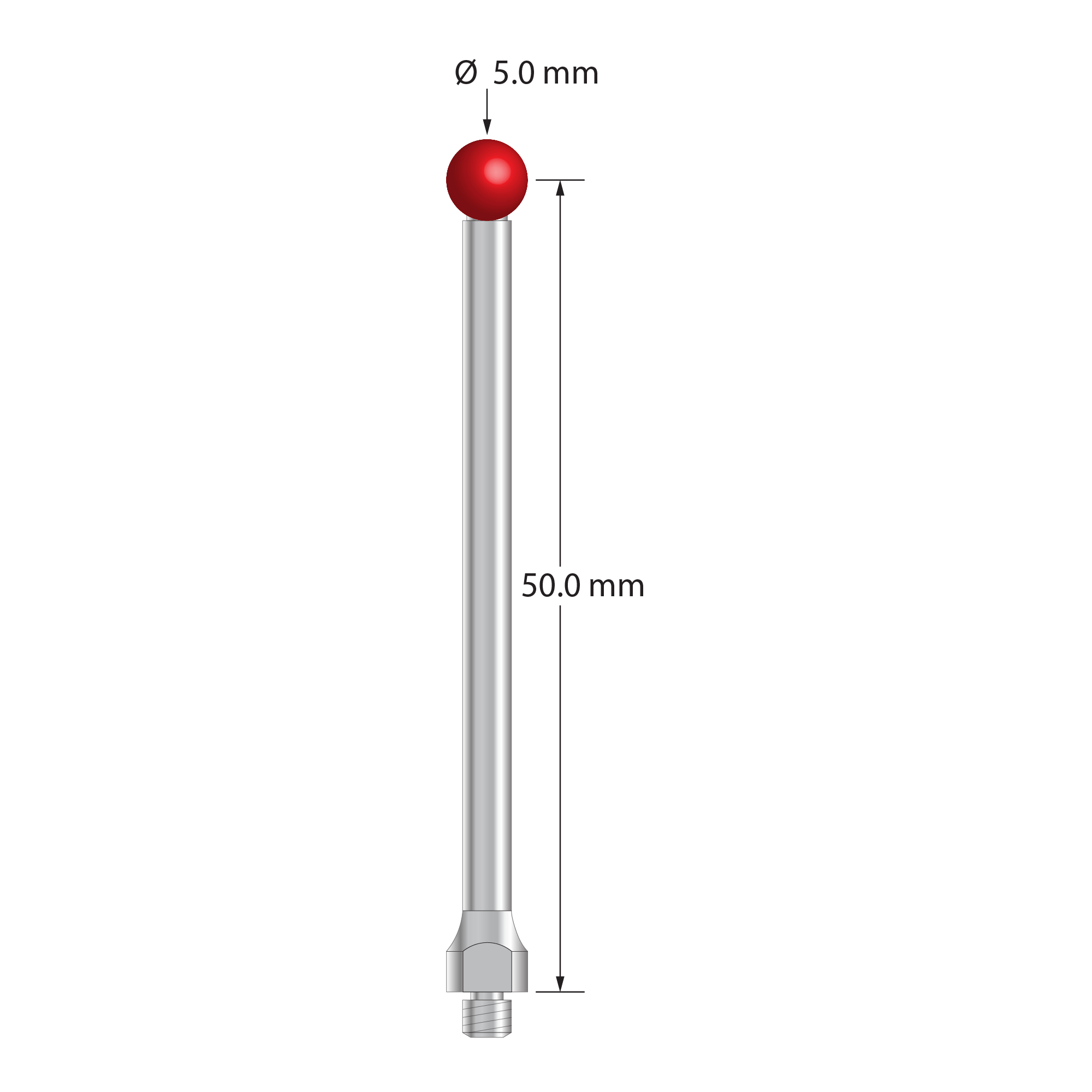 TM3-5052.5-H-S M3 5.0mm ruby ball stylus, stainless steel stem and base, 50.0mm length by Q-Mark Manufacturing, Inc.