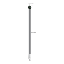 M3 stylus with 6.0 mm diameter silicon nitride ball, 3.5 mm diameter carbon fiber stem, and 5.0 mm diameter x 9.0 mm long titanium base. Overall stylus length is 100.0 mm. Stylus weight is 2.08 grams. Compare to Zeiss 626103-0601-100.