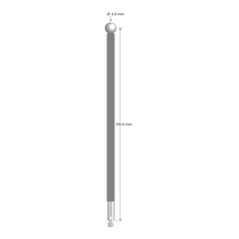 M3 stylus with 6.0 mm zirconia ball, 4 mm diameter carbon fiber stem, and 4.0 mm diameter x 10.0 mm long stainless steel base. Stylus length to ball center is 100.0 mm. Stylus weight is 2.57 grams.
