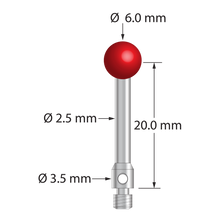 TM3-6023-S M3 stylus with 6.0mm ruby ball, stainless steel stem, 20.0mm length by Q-Mark Manufacturing, Inc.