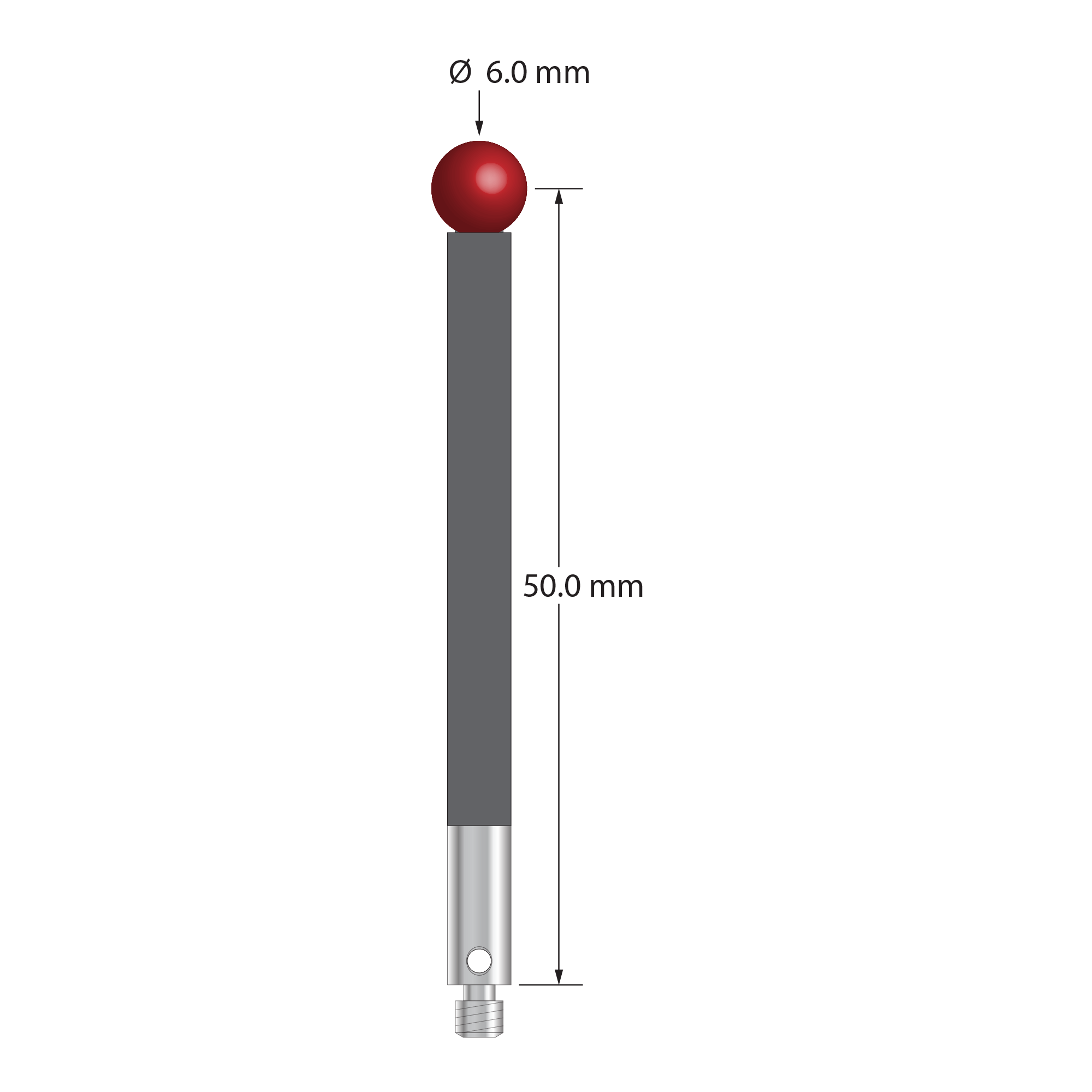 TM3-6053-G M3 stylus with 6.0mm ruby ball, carbon fiber stem, and stainless steel base by Q-Mark Manufacturing, Inc.