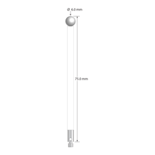 M3 stylus with 6.0 mm diameter zirconia ball, 4.0 mm diameter ceramic stem, and 4.0 mm diameter x 7.0 mm long stainless steel base. Overall stylus length is 75.0 mm. Stylus weight is 3.83 grams.