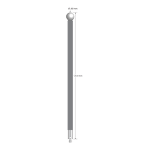 M3 stylus with 8.0 mm diameter zirconia ball, 5.0 mm diameter carbon fiber stem, and 5.0 mm diameter x 9.0 mm long titanium base. Overall stylus length is 125.0 mm. Stylus weight is 4.59 grams.