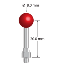 TM3-8024-H-S M3 ruby ball stylus, 8.0mm diameter, stainless steel stem and base, 20.0mm length by Q-Mark Manufacturing, Inc.