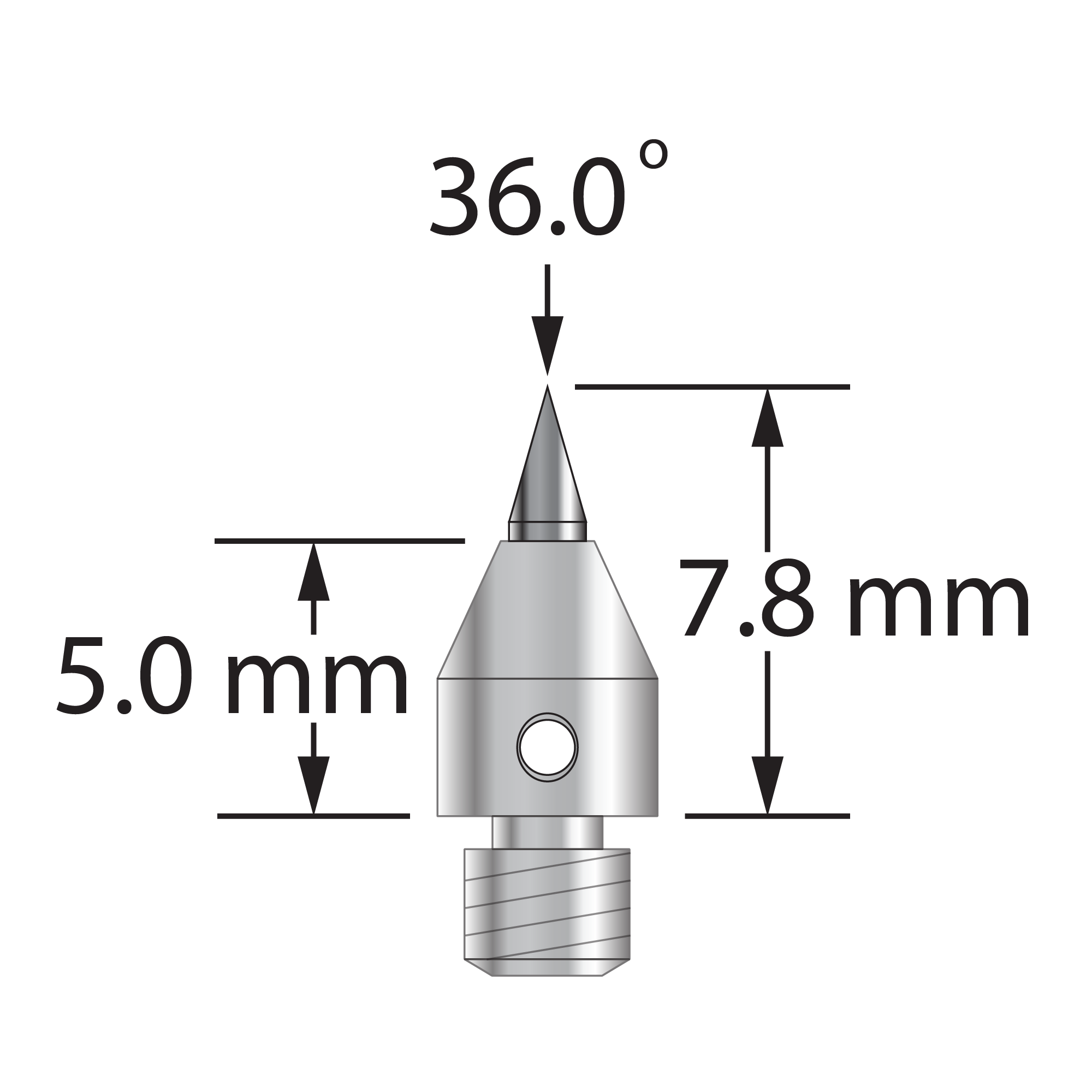 TM3-S30R-C M3 carbide pointer stylus, 36.0 degree, 7.8mm length by Q-Mark Manufacturing, Inc.