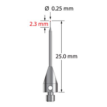 TM3-.2525-TX M3 stylus with 0.25mm ruby ball, tapered carbide stem, and titanium base, 25mm long by Q-Mark Manufacturing, Inc.