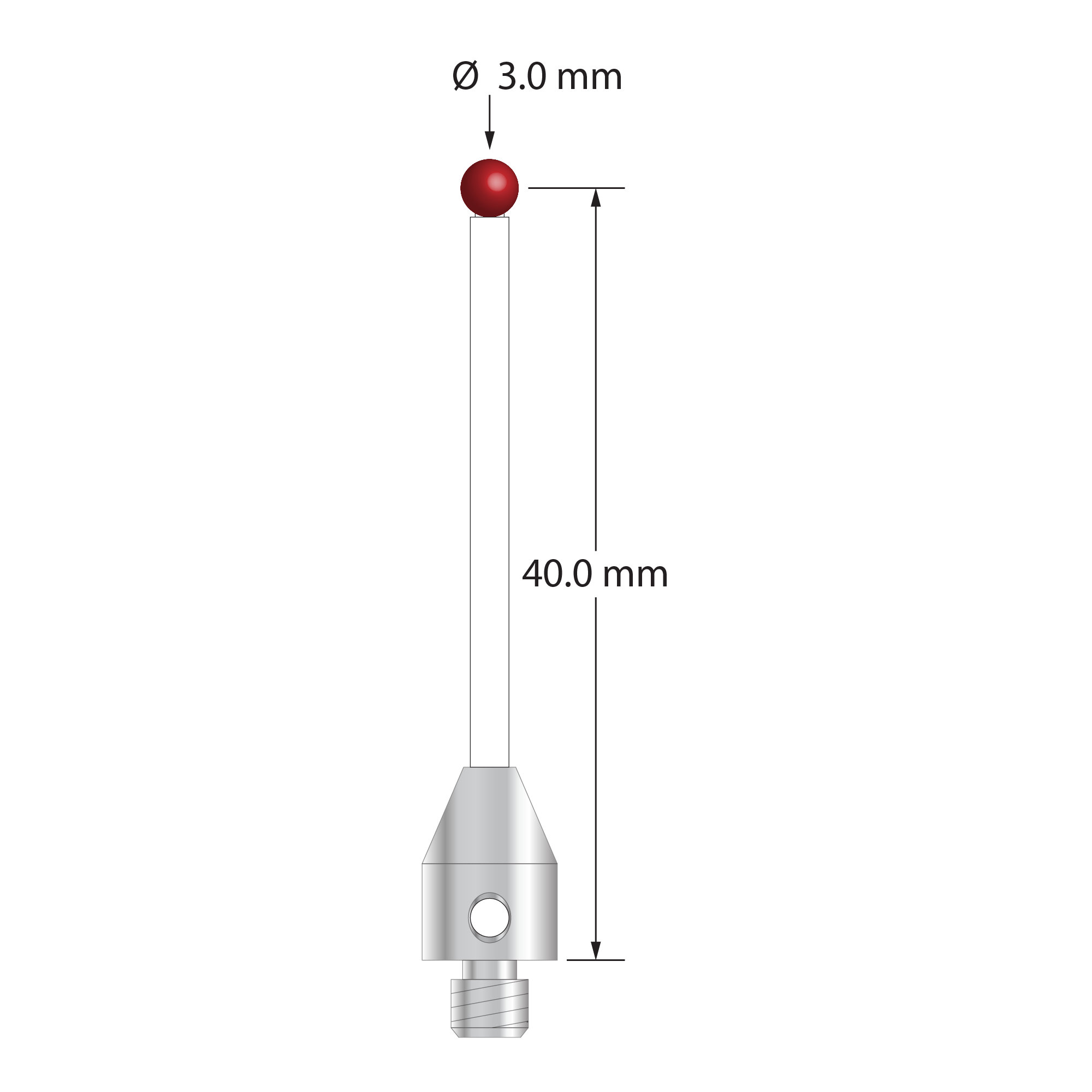 TM4-3041.5-C M4 stylus with 3.0mm ruby ball, ceramic stem, and stainless steel base by Q-Mark Manufacturing, Inc.