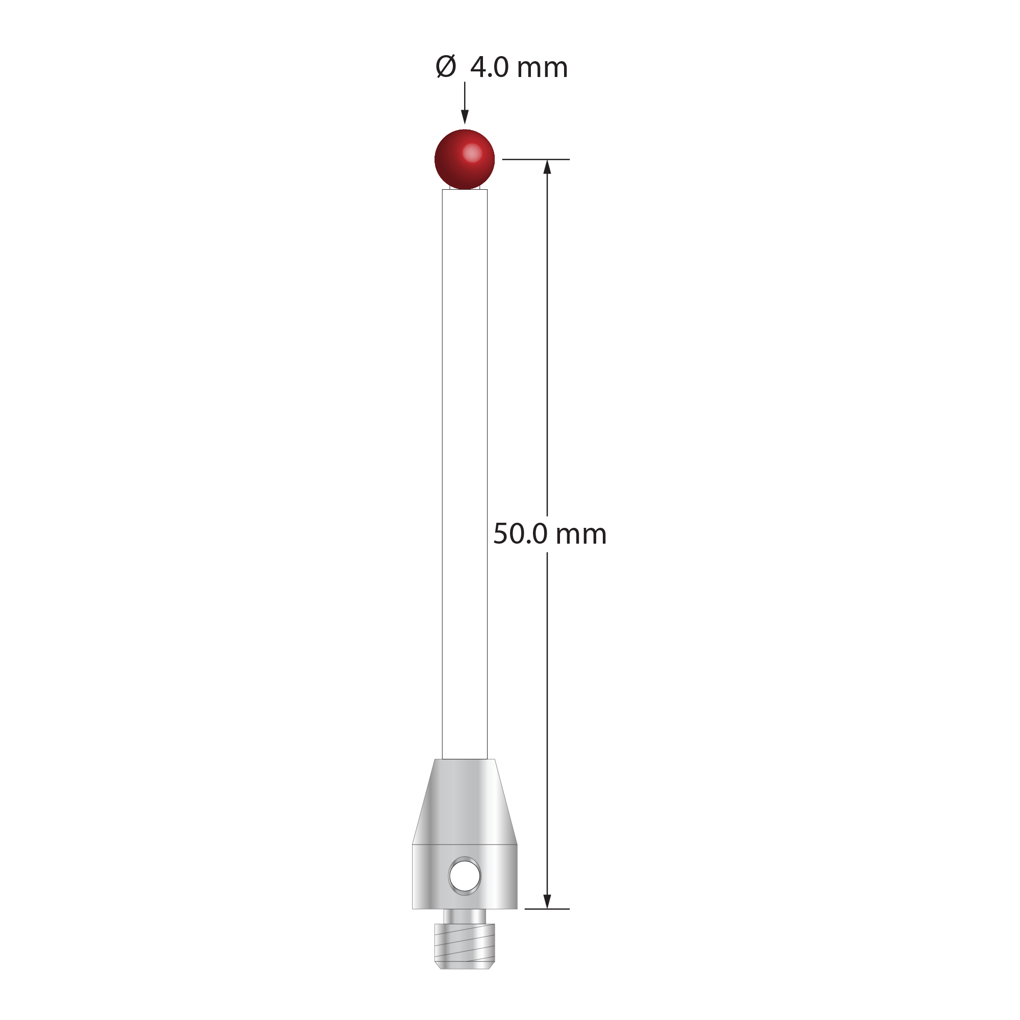 TM4-4052-C M4 stylus with 4.0mm ruby ball, ceramic stem, and stainless steel base by Q-Mark Manufacturing, Inc.