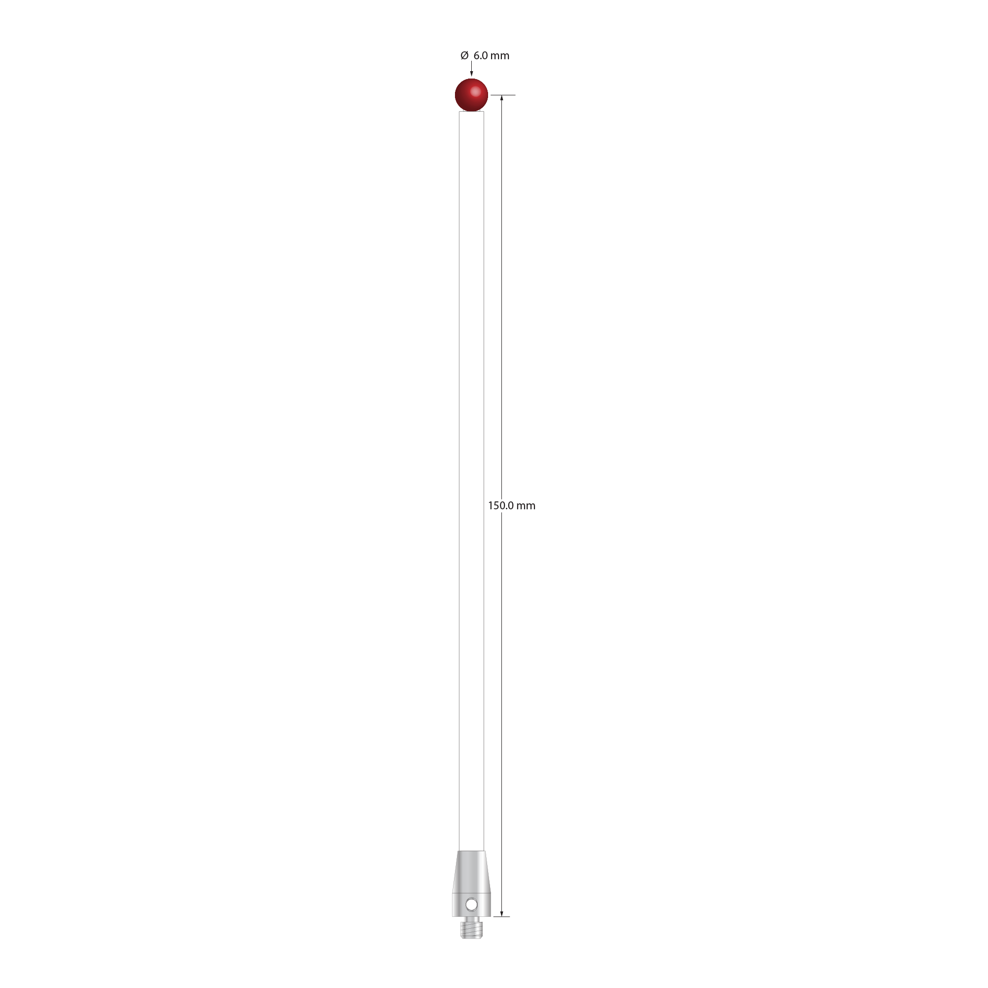 TM4-60153-C M4 stylus with 6.0mm ruby ball, ceramic stem, and stainless steel base, 150mm long by Q-Mark Manufacturing, Inc.