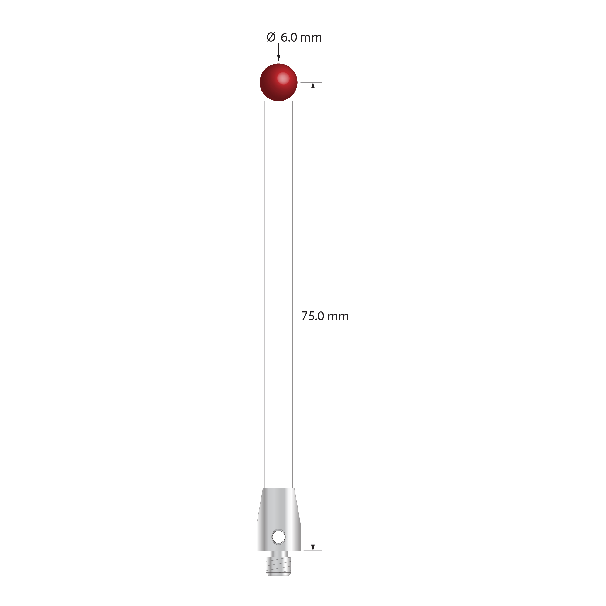 TM4-6078-C M4 stylus with 6.0mm ruby ball, ceramic stem, and stainless steel base by Q-Mark Manufacturing, Inc.