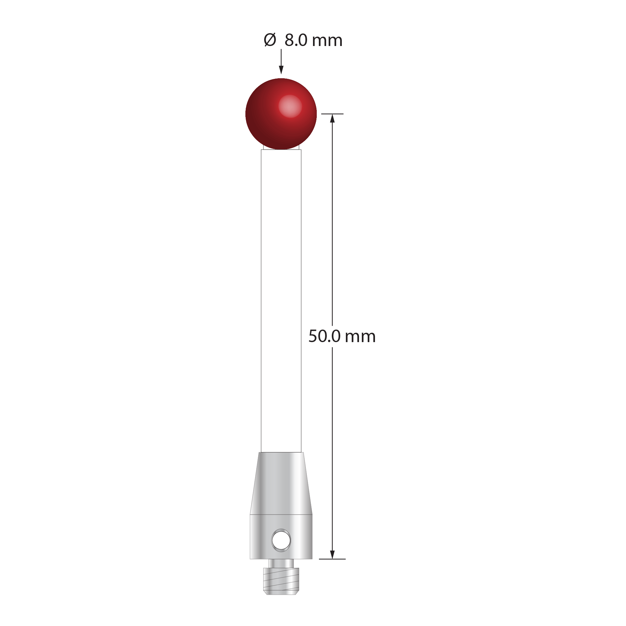TM4-8054-C M4 stylus with 8.0mm ruby ball, ceramic stem, and stainless steel base by Q-Mark Manufacturing, Inc.