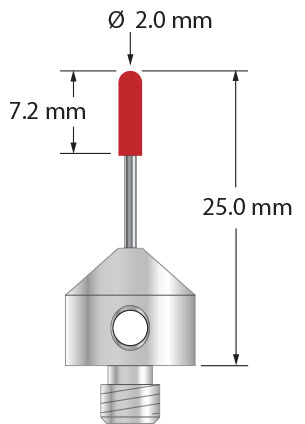 TM5-2025-B M5 stylus with 2.0mm ruby cylinder, carbide stem, and titanium base by Q-Mark Manufacturing, Inc.