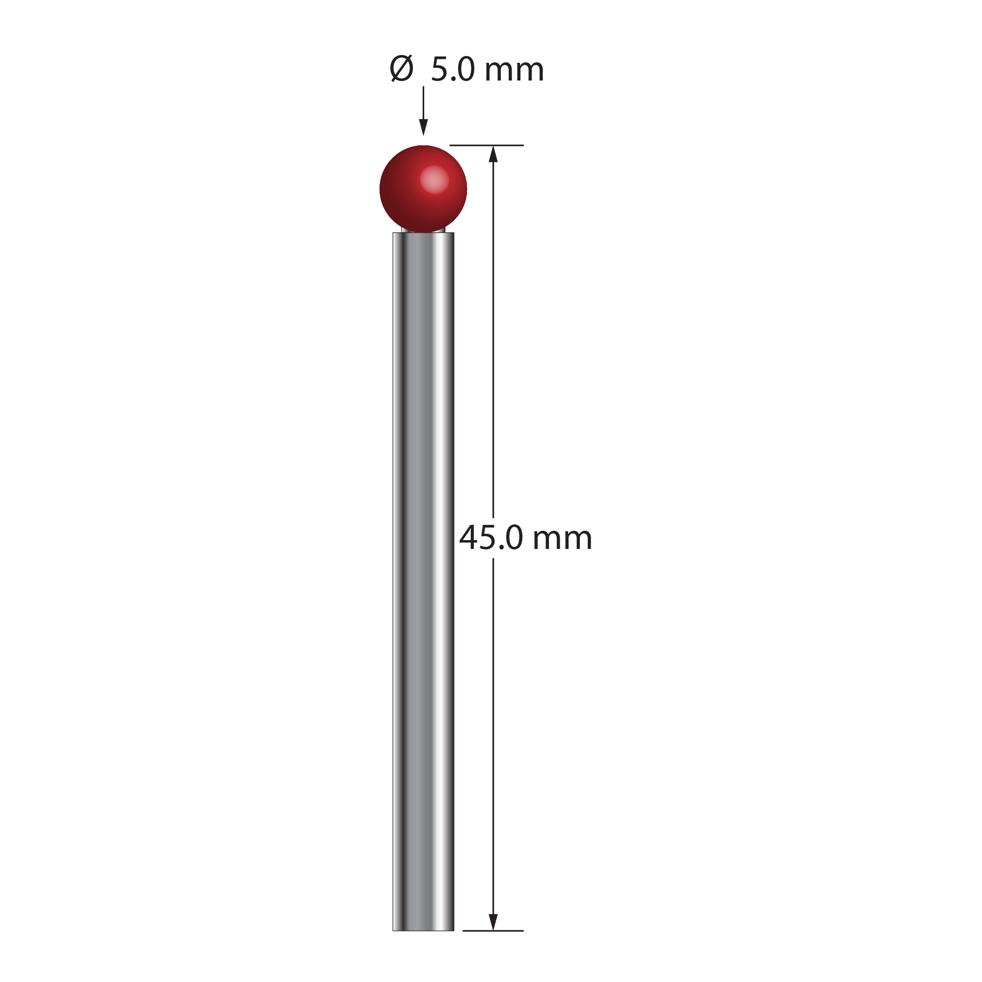 TST-5045-DS3.5 unthreaded stylus with 5.0mm ruby ball and 3.5mm carbide stem, 45.0mm long by Q-Mark Manufacturing, Inc.