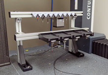 VAS-PCM-1200-XAB two-tier aluminum probe rack for Zeiss CMMs, holding VAST and XXT probe bays.